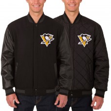 Двусторонняя куртка Pittsburgh Penguins JH Design Two Hit Wool & Leather - Black