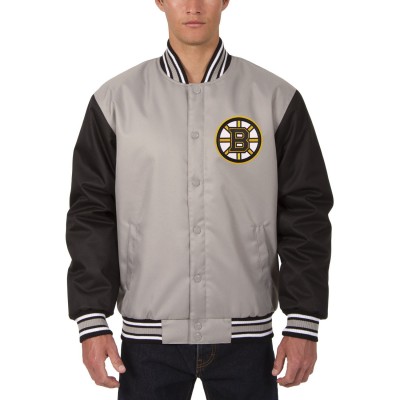 Boston Bruins JH Design Two Hit Poly Twill Jacket - Gray - оригинальная атрибутика Бостон Брюинз