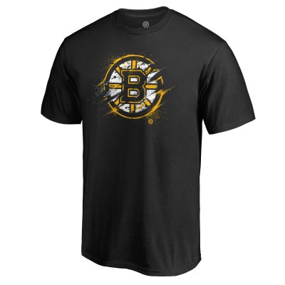 Boston Bruins Fanatics Branded Splatter Logo T-Shirt - Black - оригинальные футболки Бостон Брюинз
