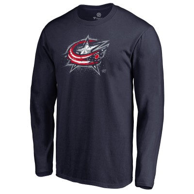 Футболка с длинным рукавом Columbus Blue Jackets Splatter Logo - Navy