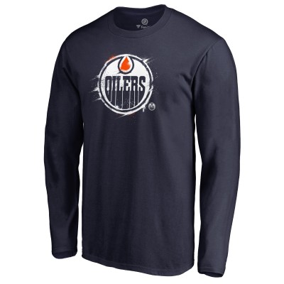 Футболка с длинным рукавом Edmonton Oilers Splatter Logo - Navy