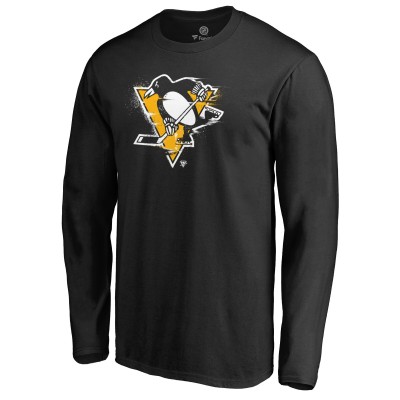 Футболка с длинным рукавом Pittsburgh Penguins Black Splatter Logo