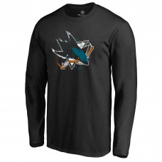 Футболка с длинным рукавом San Jose Sharks Black Splatter Logo Футболка с длинным рукавом San Jose Sharks Black Splatter Logo
