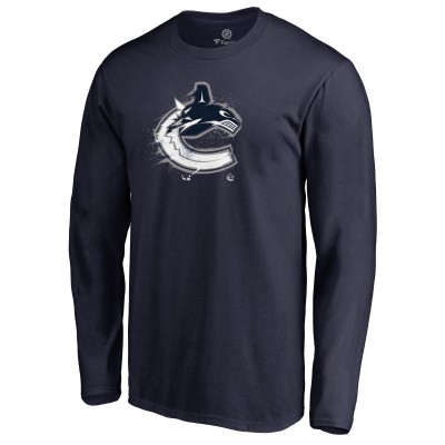 Vancouver Canucks Navy Splatter Logo Long Sleeve T-Shirt