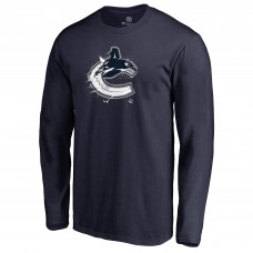 Vancouver Canucks Navy Splatter Logo Long Sleeve T-Shirt