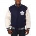 Toronto Maple Leafs JH Design Wool & Leather Jacket with Embroidered Logos - Navy