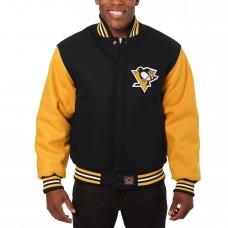 Pittsburgh Penguins JH Design Domestic All-Wool Jacket with Embroidered Logos - Black