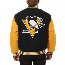 Pittsburgh Penguins JH Design Domestic All-Wool Jacket with Embroidered Logos - Black