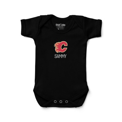 Малышам Calgary Flames Black Personalized Bodysuit