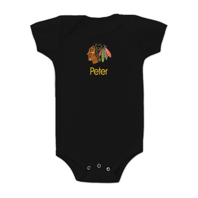 Малышам Chicago Blackhawks Black Personalized Bodysuit