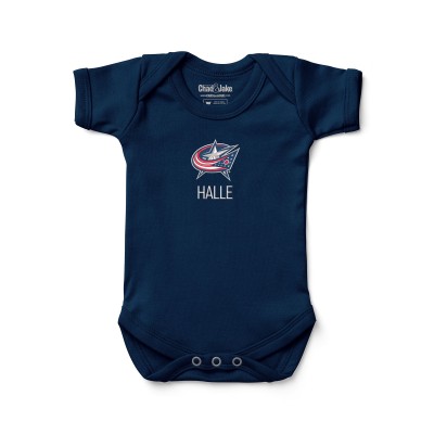 Малышам Columbus Blue Jackets Navy Personalized Bodysuit