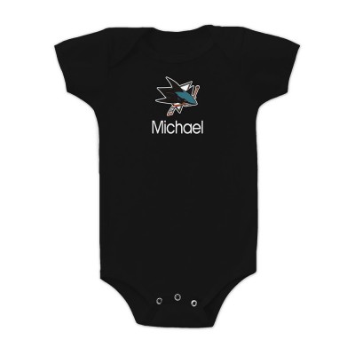 Малышам San Jose Sharks Black Personalized Bodysuit