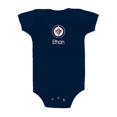 Малышам Winnipeg Jets Navy Personalized Bodysuit