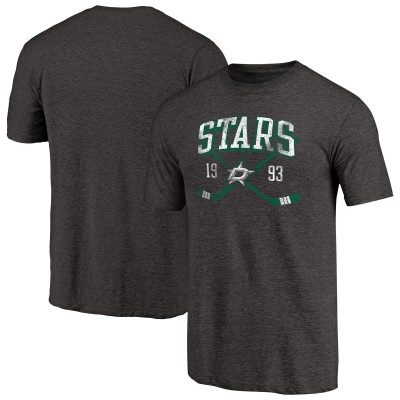 Dallas Stars Black Vintage Collection Line Shift Tri-Blend T-Shirt