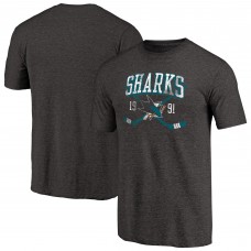 Футболка San Jose Sharks Black Vintage Collection Line Shift Tri-Blend