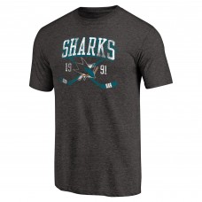 Футболка San Jose Sharks Black Vintage Collection Line Shift Tri-Blend