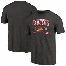 Vancouver Canucks Black Vintage Collection Line Shift Tri-Blend T-Shirt