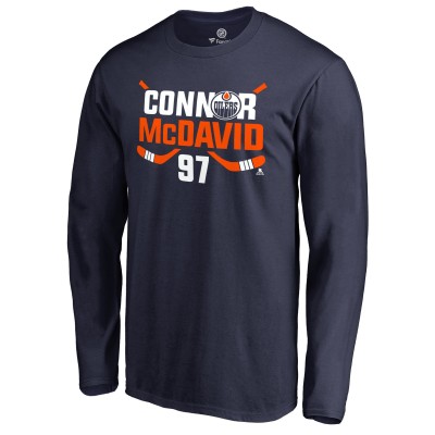 Футболка с длинным рукавом Connor McDavid Edmonton Oilers Hometown Collection CM97 - Navy