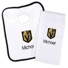 Vegas Golden Knights Newborn & Infant Personalized Bib & Burp Cloth Set - White