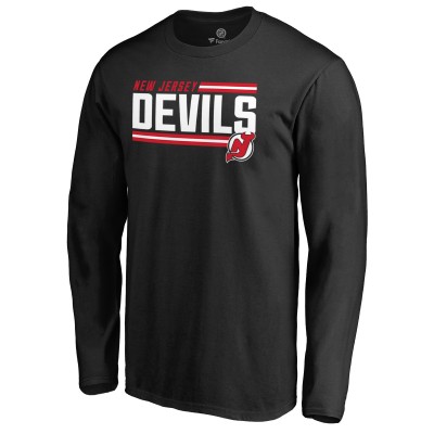 Футболка с длинным рукавом New Jersey Devils Black Iconic Collection On Side Stripe