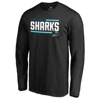 Футболка с длинным рукавом San Jose Sharks Black Iconic Collection On Side Stripe