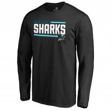 Футболка с длинным рукавом San Jose Sharks Black Iconic Collection On Side Stripe