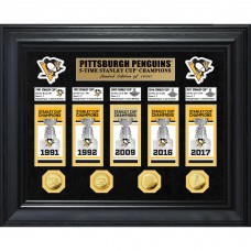 Pittsburgh Penguins Highland Mint 5-Time Stanley Cup Champions 18 x 22 Deluxe Gold Coin & Banner Collection