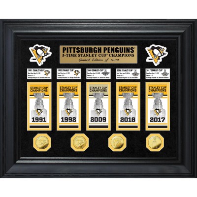 Pittsburgh Penguins Highland Mint 5-Time Stanley Cup Champions 18 x 22 Deluxe Gold Coin & Banner Collection