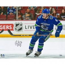 Autographed Vancouver Canucks Brock Boeser Fanatics Authentic 16 x 20 Blue Jersey Skating Photograph