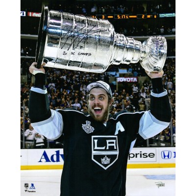 Autographed Los Angeles Kings Anze Kopitar Fanatics Authentic 16 x 20 Raising Cup Photograph with 2x SC Champs Inscription