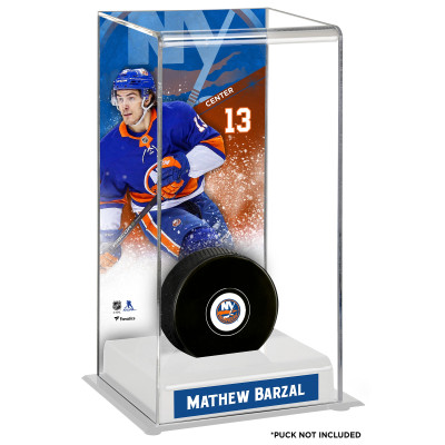 New York Islanders Mathew Barzal Fanatics Authentic Deluxe Tall Hockey Puck Case