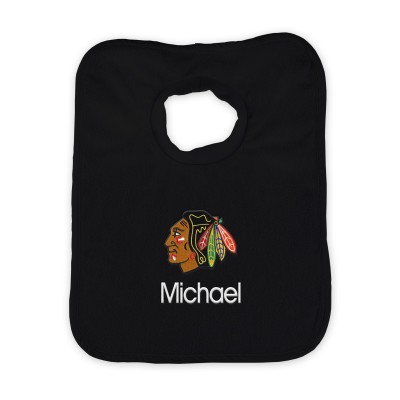 Chicago Blackhawks Infant Personalized Bib - Black