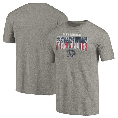 Футболка Pittsburgh Penguins Heathered Gray Freedom Tri-Blend