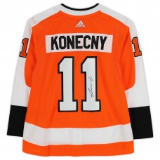 Игровая джерси Autographed Philadelphia Flyers Travis Konecny Fanatics Authentic Orange Adidas Authentic