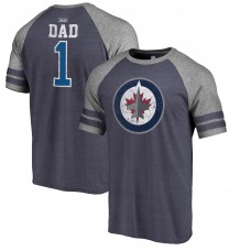 Футболка Winnipeg Jets Fathers Day Greatest Dad Raglan Tri-Blend - Navy