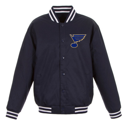 St. Louis Blues JH Design Navy Front Hit Poly Twill Jacket