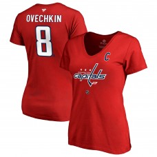 Футболка Женская Washington Capitals Alexander Ovechkin Fanatics Red Authentic Stack Name & Number V-Neck