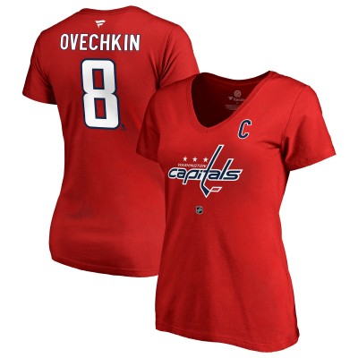 Футболка Женская Washington Capitals Alexander Ovechkin Fanatics Red Authentic Stack Name & Number V-Neck