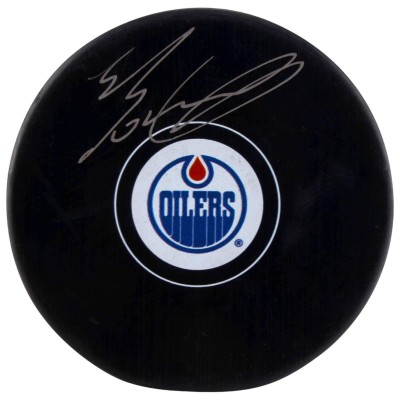 Шайба с автографом Evan Bouchard Edmonton Oilers Fanatics Authentic