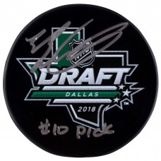Шайба с автографом Evan Bouchard Edmonton Oilers Fanatics Authentic Autographed 2018 NHL Draft Logo with #10 Pick Inscription