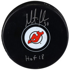 Шайба Autographed New Jersey Devils Martin Brodeur Fanatics Authentic with 'HOF 18 Inscription