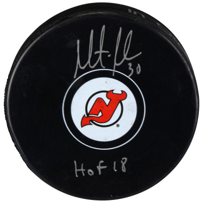 Шайба Autographed New Jersey Devils Martin Brodeur Fanatics Authentic with 'HOF 18 Inscription