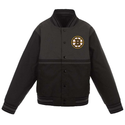 Boston Bruins JH Design Youth Poly-Twill Full-Snap Jacket - Black - детская атрибутика НХЛ Бостон Бруинс
