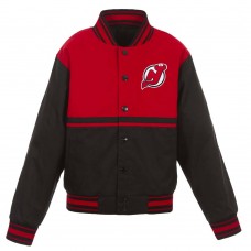 New Jersey Devils JH Design Youth Poly-Twill Full-Snap Jacket - Black