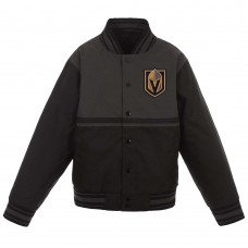 Vegas Golden Knights JH Design Youth Poly-Twill Full-Snap Jacket - Black