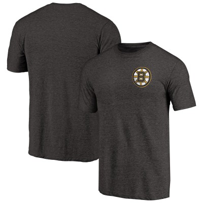 Футболка Boston Bruins Black Primary Logo Left Chest Distressed Tri-Blend