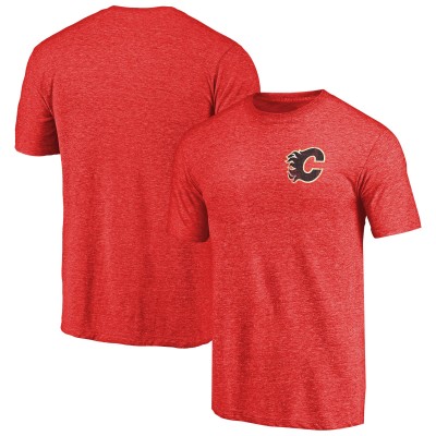 Футболка Calgary Flames Primary Logo Left Chest Distressed Tri-Blend - Red