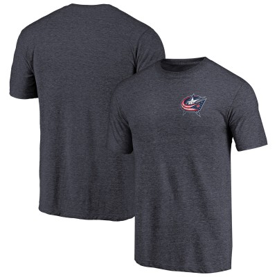 Футболка Columbus Blue Jackets Primary Logo Left Chest Distressed Tri-Blend - Navy