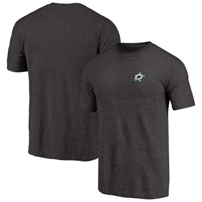 Dallas Stars Black Primary Logo Left Chest Distressed Tri-Blend T-Shirt