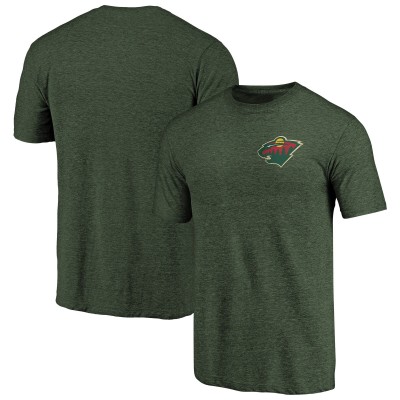 Футболка Minnesota Wild Green Primary Logo Left Chest Distressed Tri-Blend
